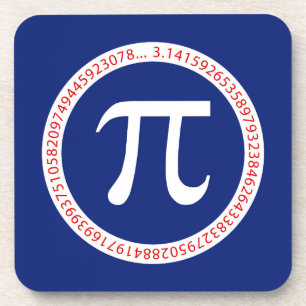 Pi Symbol in Circle on Navy Blue Coaster
