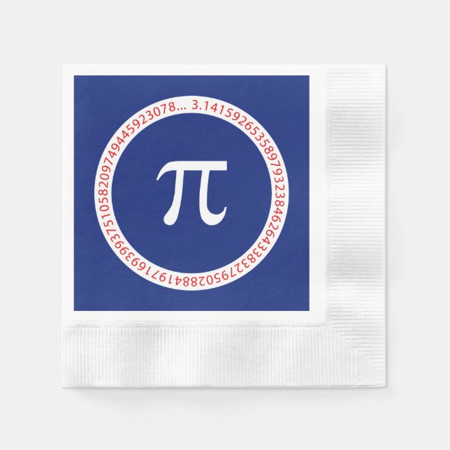 Pi Symbol in Circle on Navy Blue Napkin (Front)