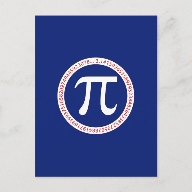 Pi Symbol in Circle on Navy Blue Postcard (Front)