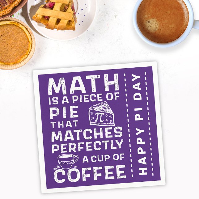 Pi Symbol Math is Piece of Pie Happy Pi Day Purple Napkin (Creator Uploaded)