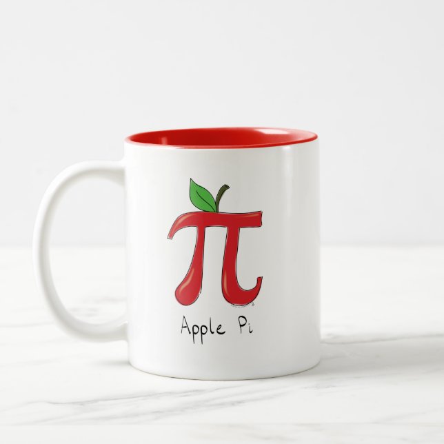 Pi Symbol Math Teacher Apple Cute Funny Two-Tone Coffee Mug (Left)