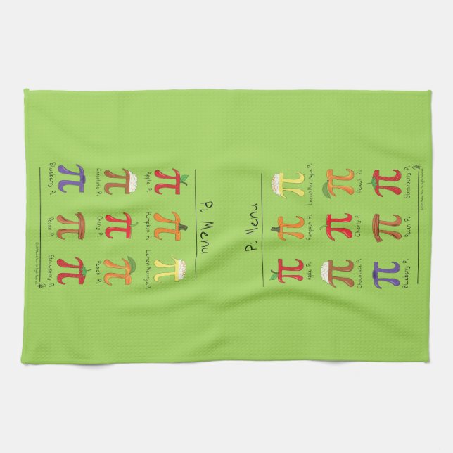 Pi Symbol Menu Cute Math Teacher Tea Towel (Horizontal)