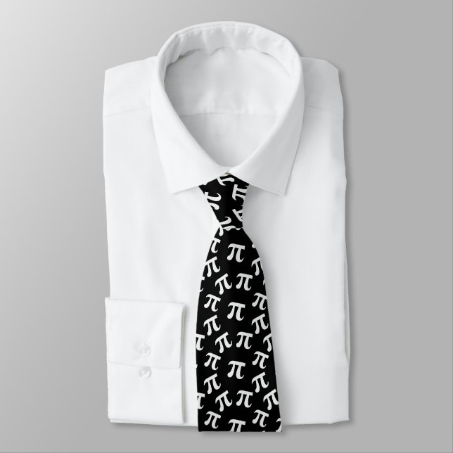 Pi Symbol Pattern Black White Modern Tie (Tied)