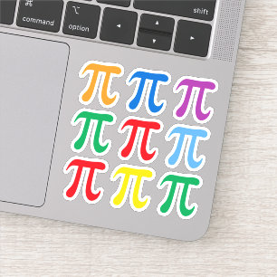 Pi symbol stickers, set of nine in many colours