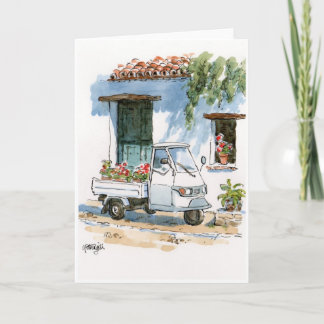 Piaggio and Geraniums — greeting card
