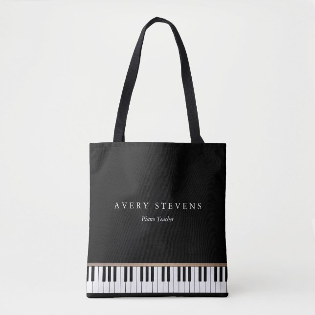 Pianist Elegant and Simple Black Piano Keys Busine Tote Bag (Front)