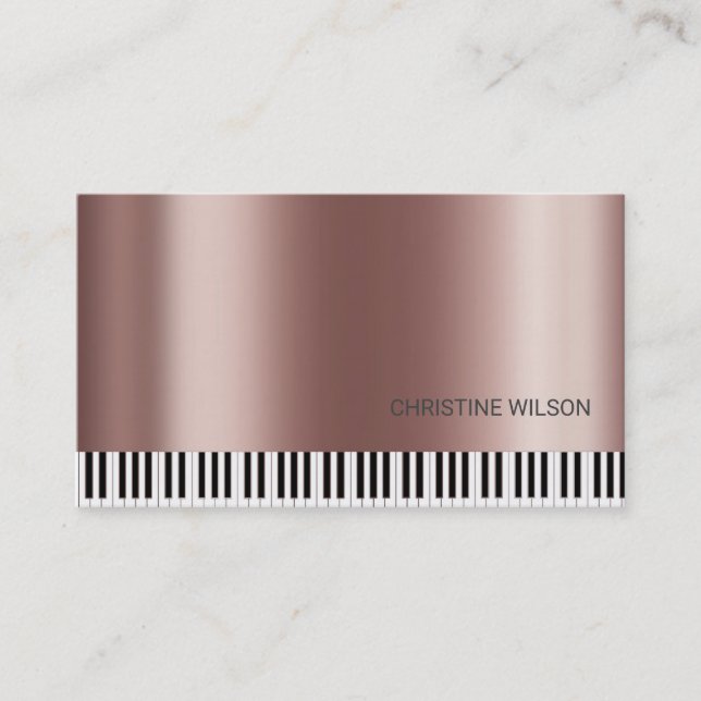 pianist FAUX rose gold metallic effect Business Card (Front)