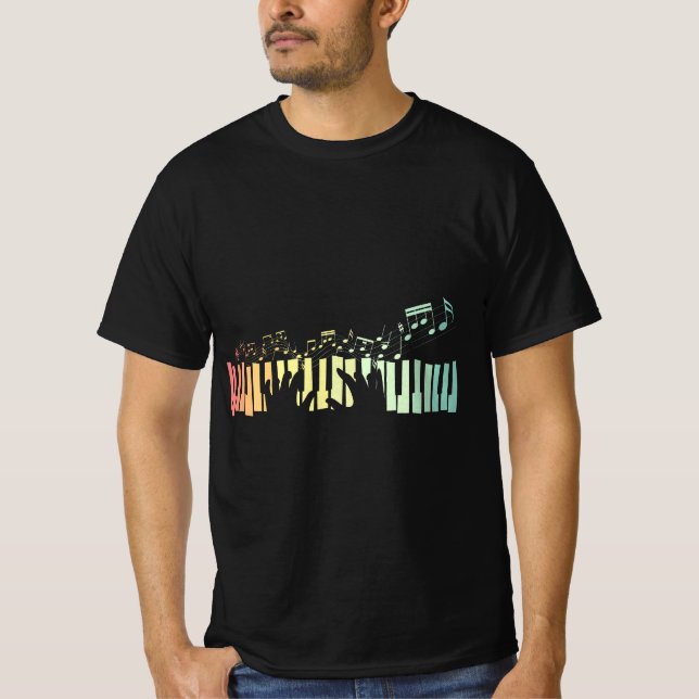Pianist Gift Idea Keyboards Music Notes Piano  T-Shirt (Front)
