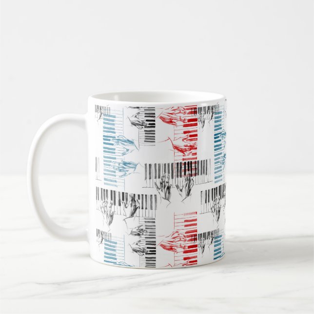 Pianist hands pattern coffee mug (Left)