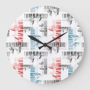 Pianist hands pattern large clock