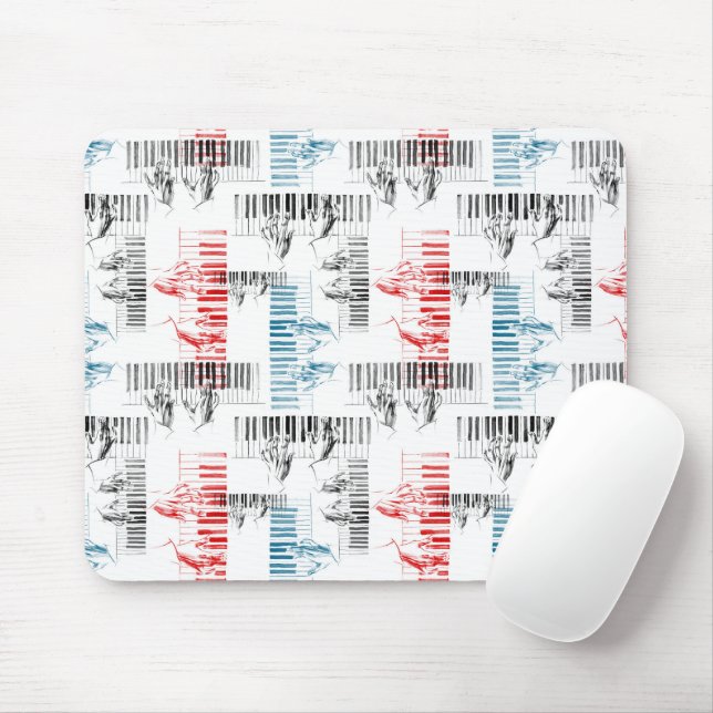 Pianist hands pattern mouse pad (With Mouse)