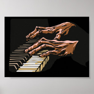 Pianist Hands Playing Piano –  Poster