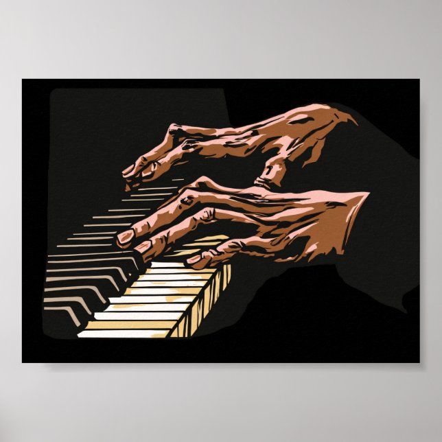 Pianist Hands Playing Piano –  Poster (Front)