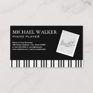 Pianist Music Player Sheet Notes Business Card