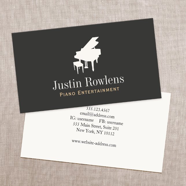 Pianist Piano Music Teacher Grand Piano Business Card (Creator Uploaded)