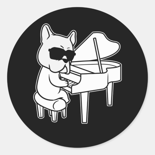Pianist Piano Player Dog With Piano Classic Round Sticker (Front)