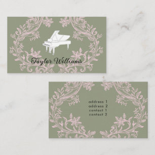 pianist pink and sage green design business card