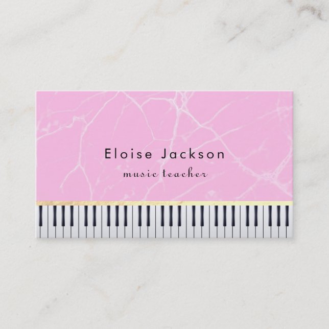 pianist pink marble piano business card (Front)