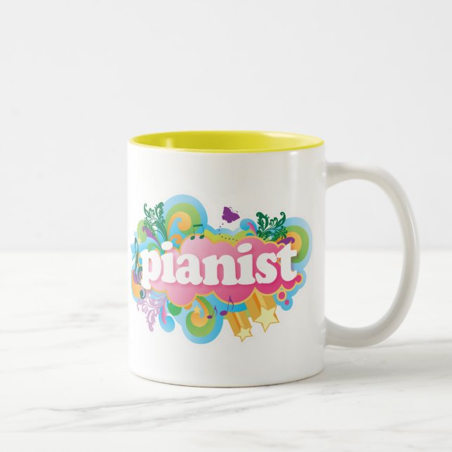Pianist Retro Piano Gift Two-Tone Coffee Mug (Right)