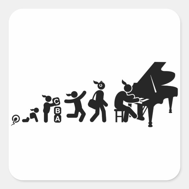 Pianist Square Sticker (Front)