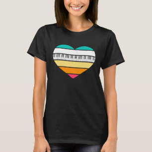 Pianist Valentines Day Gift Heart Retro Musician P T-Shirt