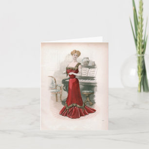 Pianist Vintage Edwardian Fashion Illustration  Card