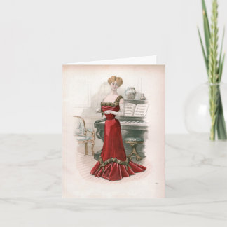 Pianist Vintage Edwardian Fashion Illustration  Card