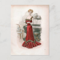 Pianist Vintage Edwardian Fashion Illustration