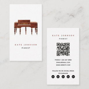 Pianist Vintage Piano Musician Music Teacher Business Card