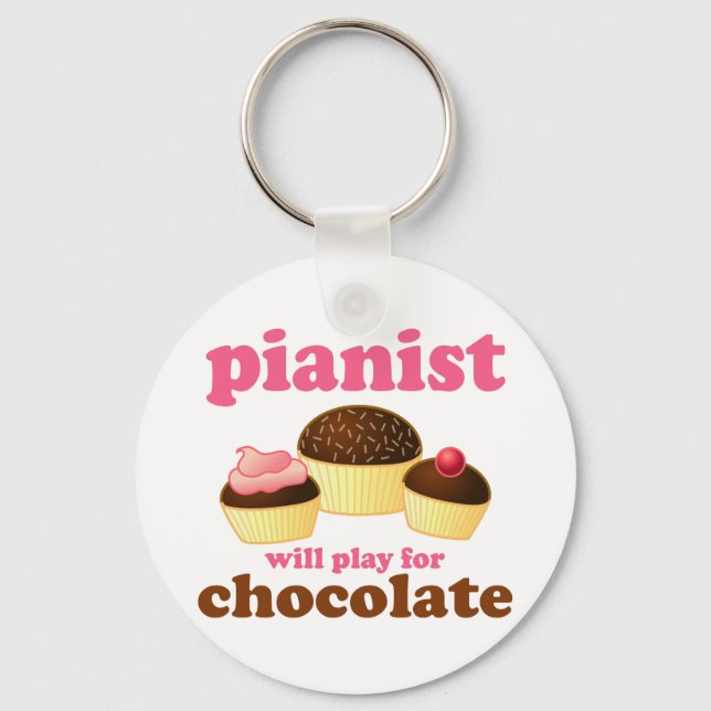 Pianist Will Play for Chocolate Key Ring (Front)