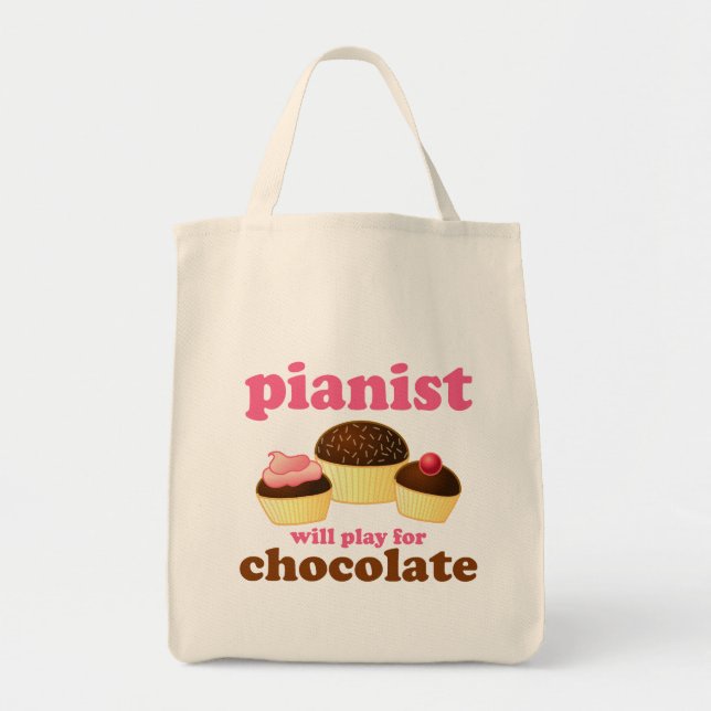 Pianist Will Play for Chocolate Tote Bag (Front)
