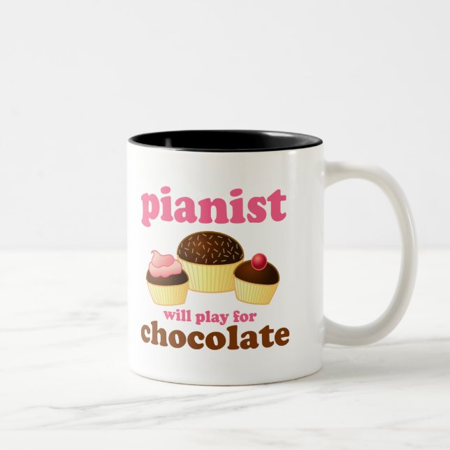 Pianist Will Play for Chocolate Two-Tone Coffee Mug (Right)