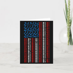Piano Aamerican Flag 4th Of July Men Women Pianist Card
