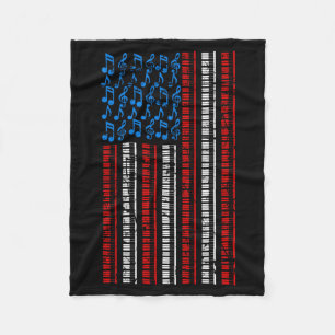 Piano Aamerican Flag 4th Of July Men Women Pianist Fleece Blanket