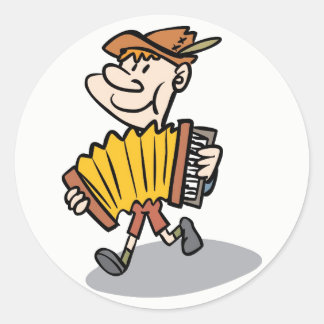Piano Accordion Player stickers, music instrument Classic Round Sticker