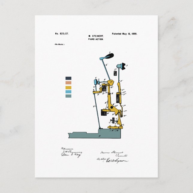 Piano Action - Patent Max Steinert - Coloured  Postcard (Front)