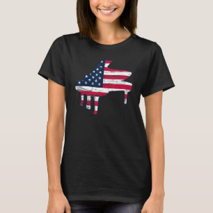 Piano American Flag Piano Playing - Piano Lover Pi T-Shirt