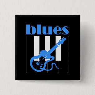 Piano and guitar blues 15 cm square badge