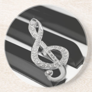 Piano and music Gclef Coaster