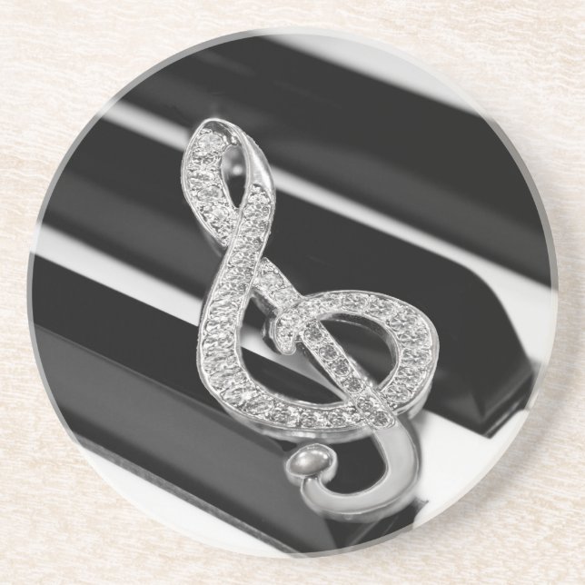 Piano and music Gclef Coaster (Front)