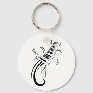 Piano and Music Notes Key Ring