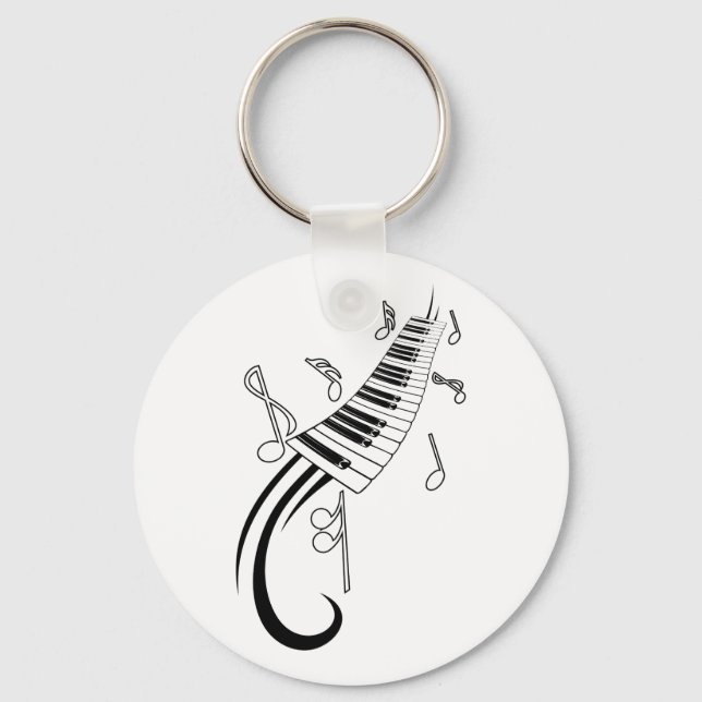 Piano and Music Notes Key Ring (Front)
