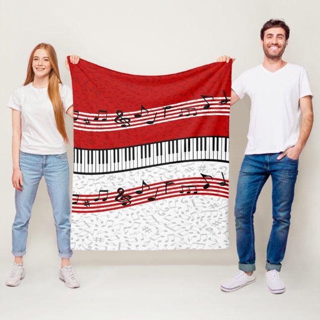 Piano and music score red fleece blanket (In Situ)