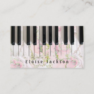 piano and pink fluid marble business card