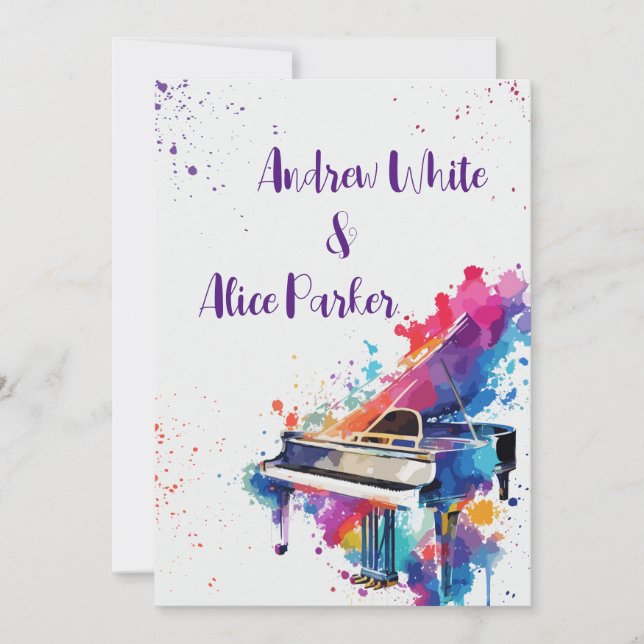 Piano art wedding invitation (Front)