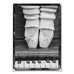 Piano Ballet Duet black and white small sized Photo Print