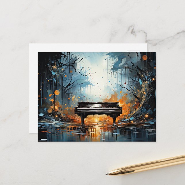 Piano Beauty, AI-generated fantasy, Postcard (Front/Back In Situ)
