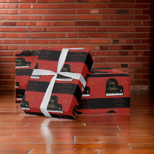 Piano Black & Red Merry Christmas Wrapping Paper