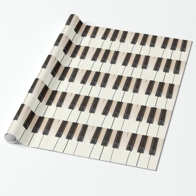 Piano Black White keys Gift Wrapping Paper (Unrolled)