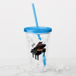 Piano cartoon illustration acrylic tumbler